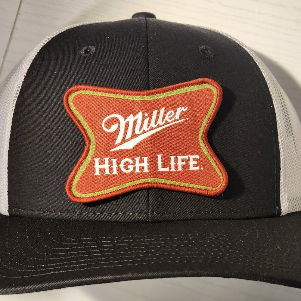 Miller High Life Patched Black/White Low Profile Mesh Snapback Trucker Hat